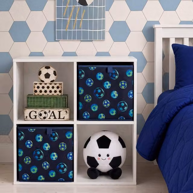 OHS 2 Pack Kids Printed Folding Cube Toy Organisers in Navy Blue – 1