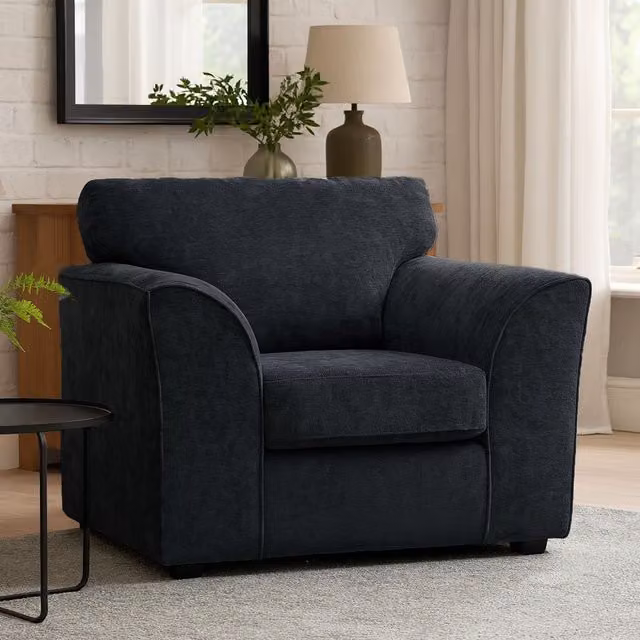 Furnishings For Less UK Zina Black Chenille Fabric Single Seater Armchair – 1