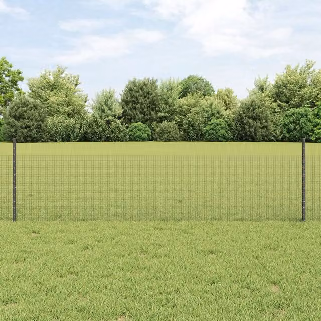 Berkfield Home Grey Steel Welded Wire Fence with 44 U-Profile Posts, 0.5 x 100 m – 1