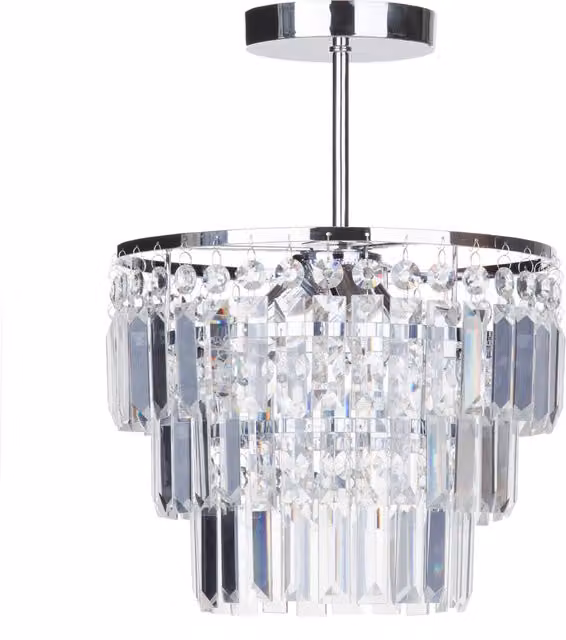 Litecraft Modern Chrome and Crystal Ceiling Light