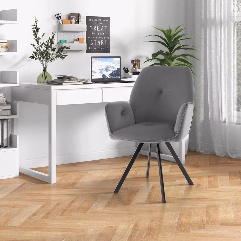 EONLION Set of 2 Grey Ergonomic Swivel Accent Chairs with Armrests – 5