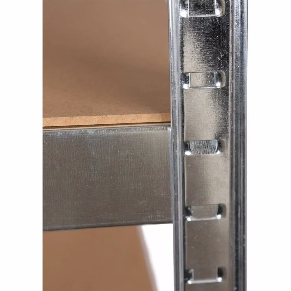 FORGEVIO 5-Tier Heavy Duty Industrial Garage Shelving Unit in Silver with Adjustable MDF Shelves – 4