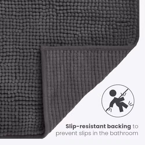 Allure Bath Fashions Chenille Bobble Two Piece Bath and Toilet Mat Set in Charcoal Grey – 6