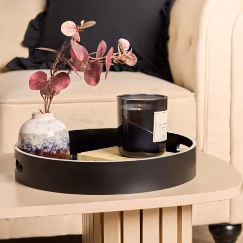 OHS Round Monochrome Plastic Serving Tray with Handles, Diameter: 30 cm – 1
