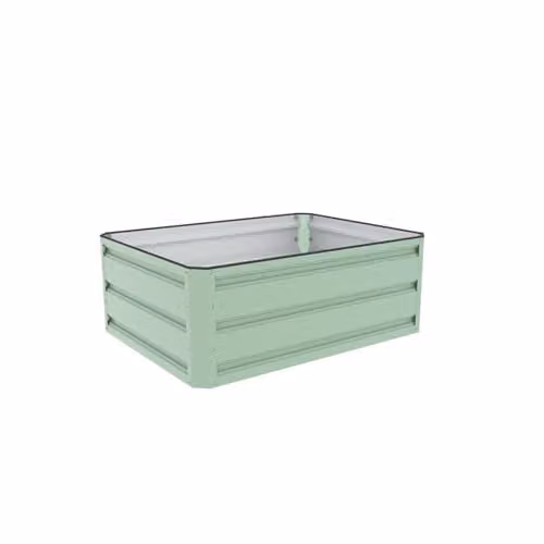 Garden Life Green Galvanised Steel Outdoor Raised Planter Bed Kit, W: 80 cm, D: 60 cm, H: 30 cm