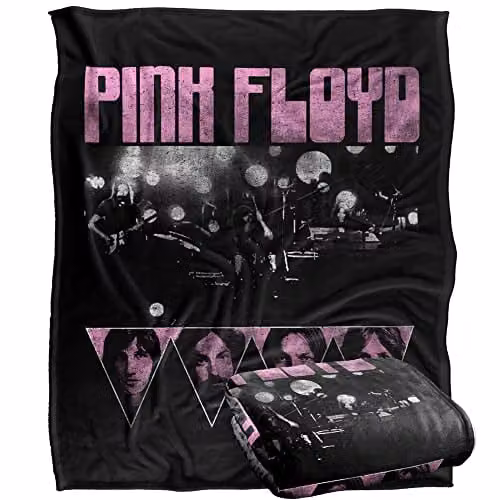 LOGOVISION Pink Floyd Heads Silky Touch Super Soft Fleece Throw Blanket in White, W/D/H: 152 x 127 x 1 cm