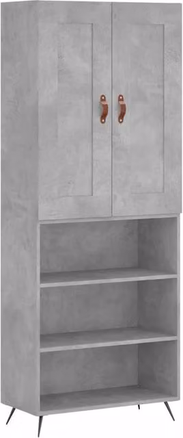 Berkfield Home Highboard in Concrete Grey, W/D/H: 69.5 x 34 x 180 cm