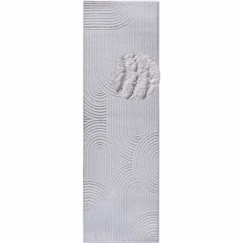 Elle Decoration Chappe High Pile Geometric Shaggy Rug, White, W: 80 cm, L: 240 cm – 3