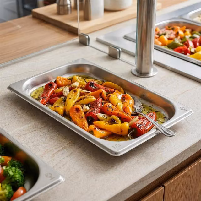 Argon Tableware Stainless Steel Gastronorm Containers 1/3 650ml, Pack of 4, Silver – 1