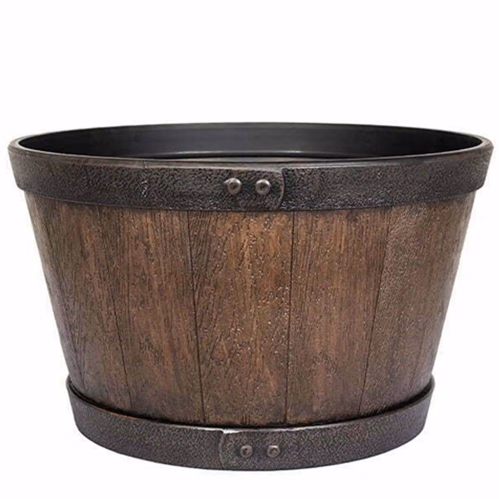 La Hacienda Oban Whiskey Barrel Planter Tub in Dark Oak, Brown and Black, W/D/H: 39 x 39 x 39 cm – 6