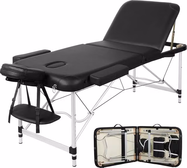Yaheetech Adjustable Massage Bed with Hand Pallet in Black