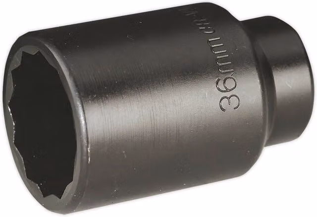 Loops 36mm Bi-Hex Deep Impact Socket with 1/2 Inch Square Drive in Chrome Vanadium Steel – 1