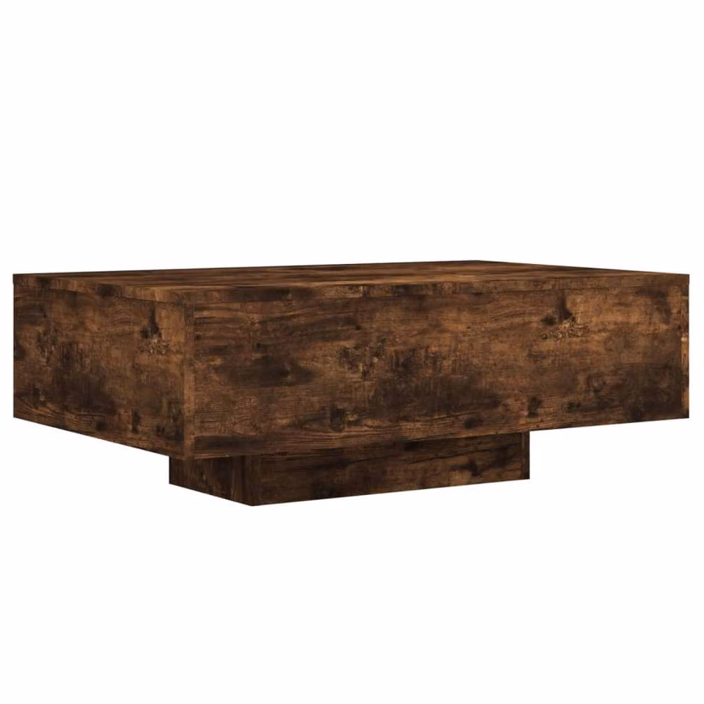 Berkfield Home Modern Rectangular Coffee Table with LED Lights in Smoked Oak Brown, W: 85 cm, D: 55 cm, H: 31 cm – 3