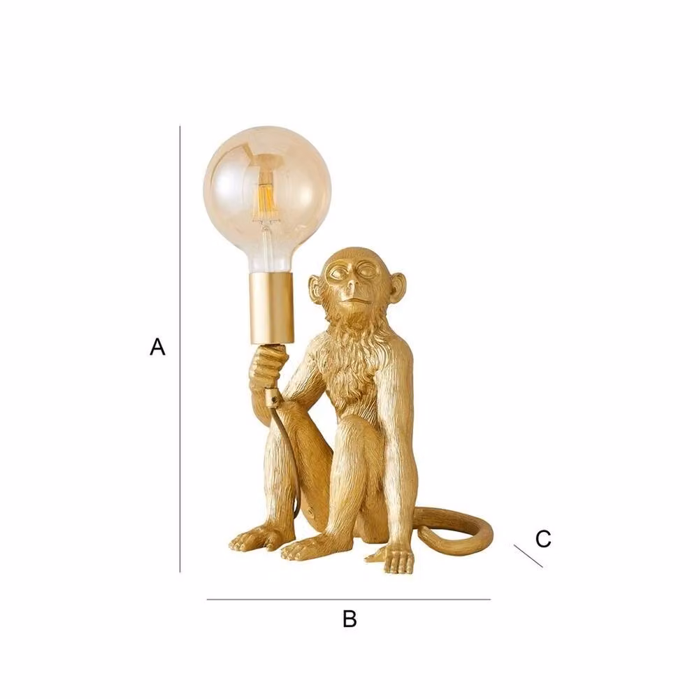 EONLION Gold Monkey Animal Table Lamp with Retro Design, Height: 32 cm – 2