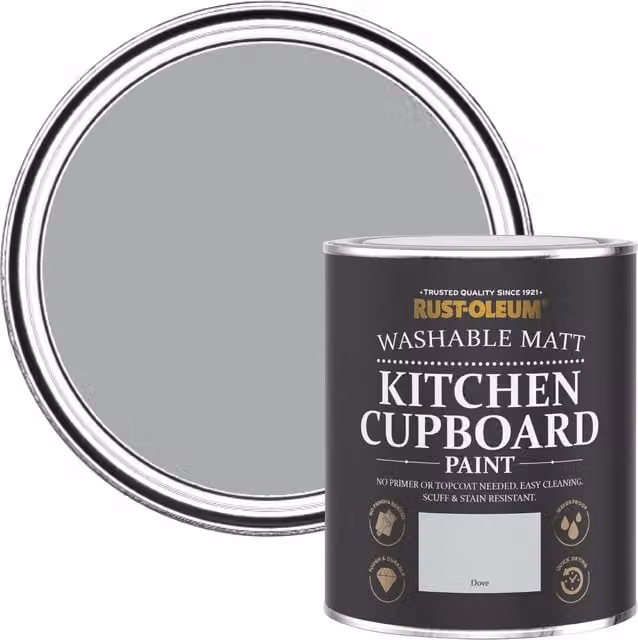 Rust-Oleum Chalky Kitchen Cupboard Paint in Dove Grey with a Dead Matt Finish