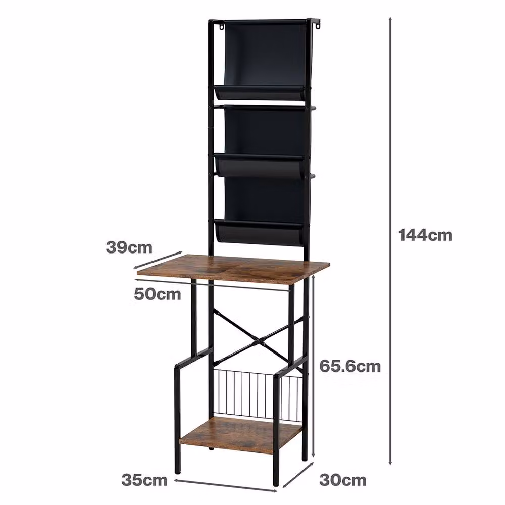 Levede Freestanding Vinyl Record Storage Cabinet with 2 Shelves and 3 Fabric Racks in Brown and Black – 3