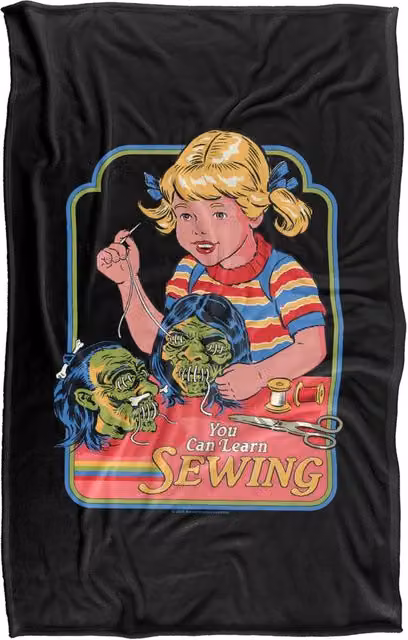 Steven Rhodes You Can Learn Sewing Multicolour Super Soft Fleece Throw Blanket W/D: 91 x 147 cm