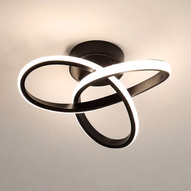 Pheashine Black Twisted Loop LED Ceiling Light, 22W, 4500K Neutral White, Diameter: 25 cm – 1