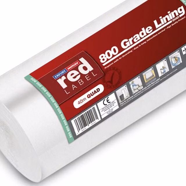 Erfurt Red Label 800 Grade Lining Paper Quad Roll Grey Paintable Wallpaper