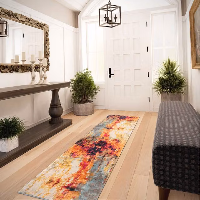 The Rug House Multicolour and Pink Geometric Modern Rectangular Area Rug, Width: 240 cm