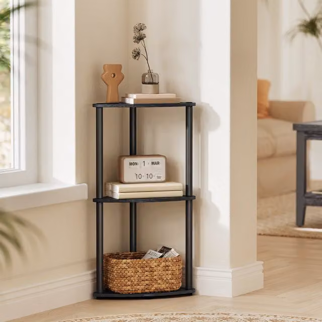 SONGMICS HOME 3-Tier Freestanding Corner Shelving Unit, Black