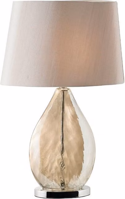 Loops Table Lamp with Mink Fabric Shade and Gold Tinted Glass Base