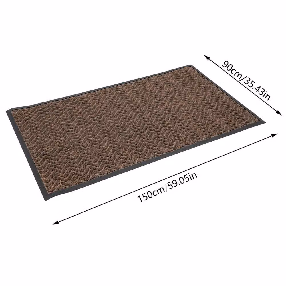 VOGREX Brown Washable Polyester Outdoor Entryway Doormat, W/D/H: 90 x 150 cm – 2