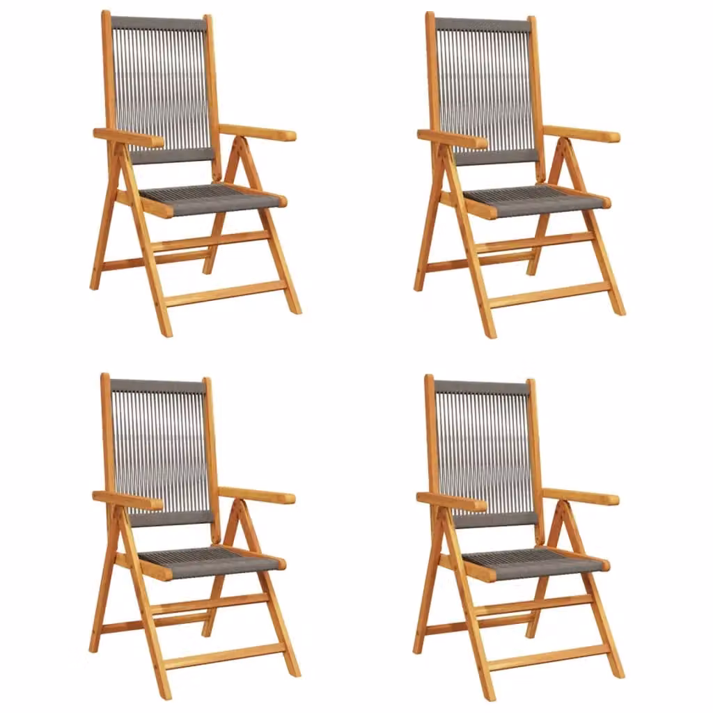 Berkfield Home Set of 4 Reclining Grey Acacia Wood Garden Chairs – 2