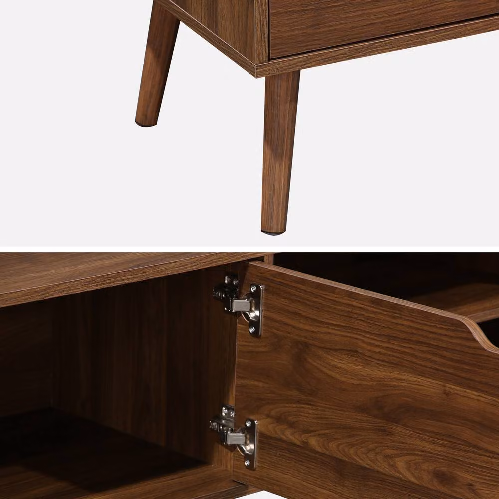 Sweekeek Vintage Wooden Effect TV Unit with 2 Doors in Dark Brown, W: 160 cm, D: 40 cm, H: 50 cm – 3