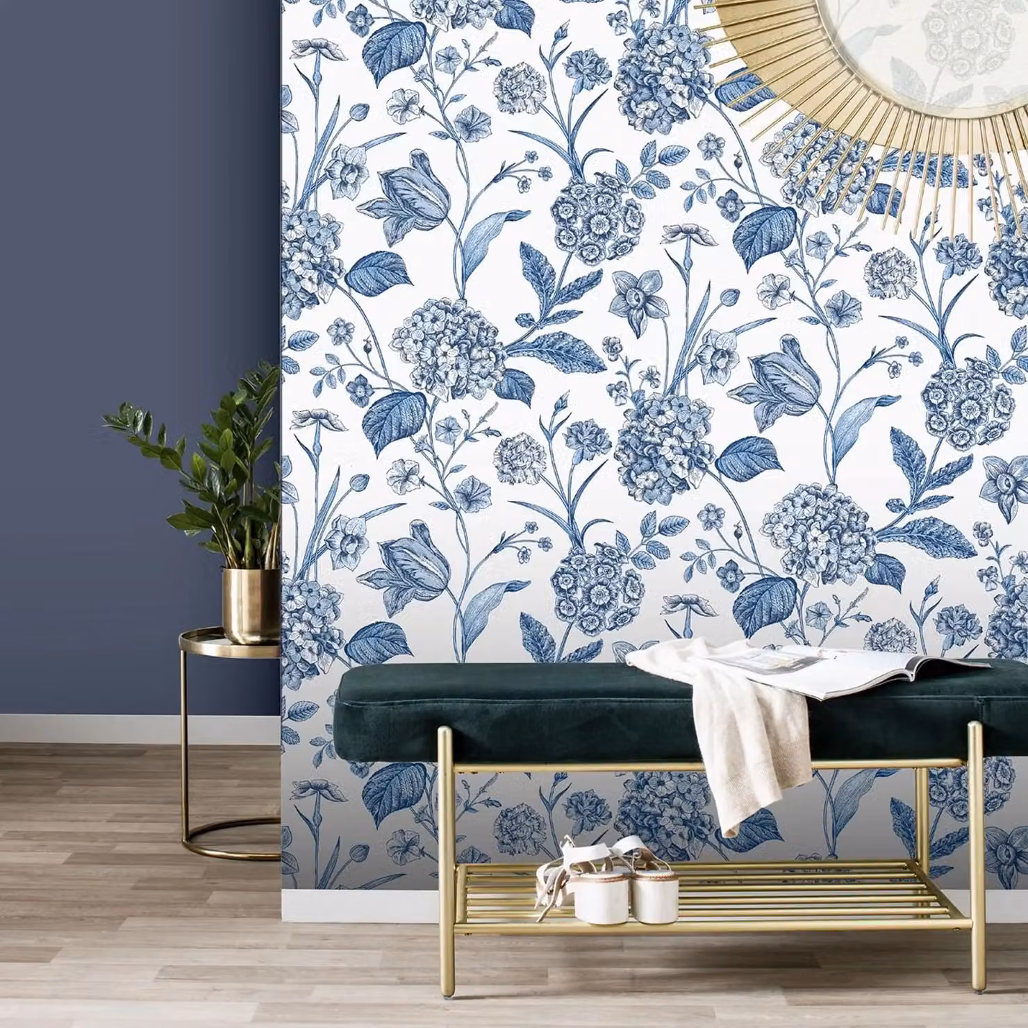 Rasch Amelie Hydrangea Floral Botanical Wallpaper in Blue – 2