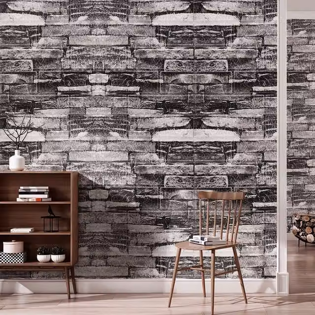 Lifeideas 15 Piece Grey Marble-Effect Self-adhesive Wallpaper Set