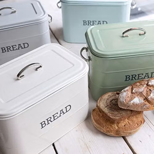 KitchenCraft Living Nostalgia Metal Bread Bin in Beige, W: 34 cm, D: 21.5 cm, H: 25 cm – 3