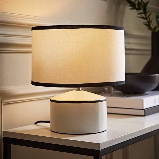 Julia Ceramic and Fabric Shade Table Lamp in White