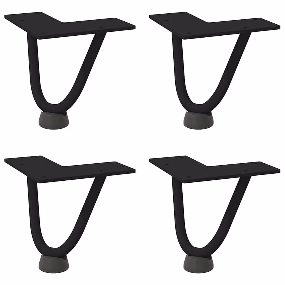 Berkfield Home Hairpin Table Legs, 4 Pieces, Black Matt Solid Steel, Height: 10 cm – 2