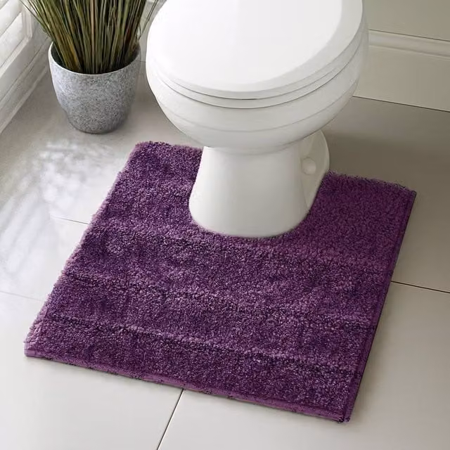 Velosso Lexington Purple Microfibre Bath and Pedestal Mat with Non-Slip Backing, Small