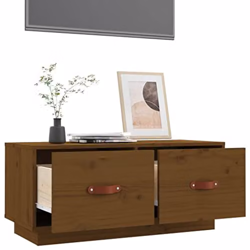 vidaXL TV Cabinet in Honey Brown Solid Pine Wood, W/D/H: 80 x 34 x 35 cm – 3