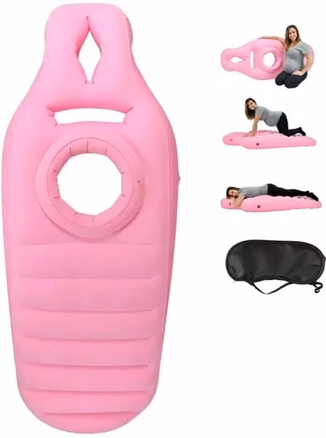 Hinsinc Pink Inflatable Maternity Pillow and Waterproof Foldable Bed Mattress