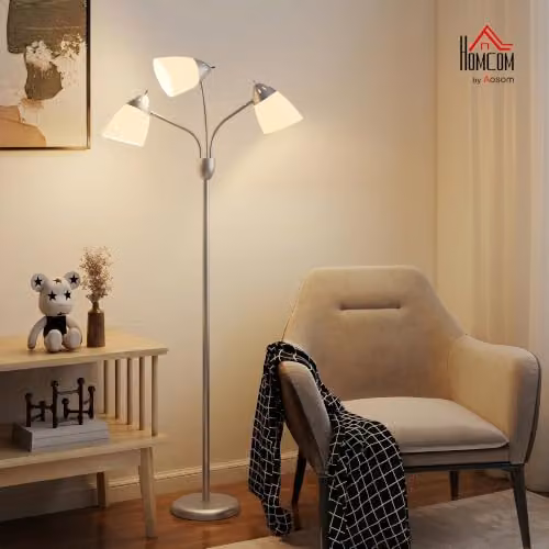 HOMCOM Silver Arc Tree Floor Lamp with Adjustable Light and Bulb Included, Height: 155 cm – 2