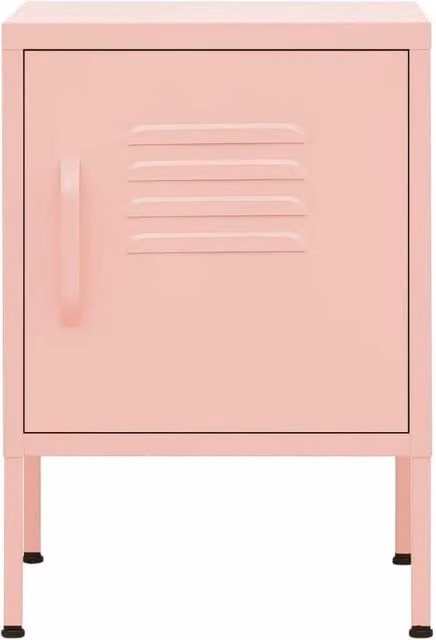Berkfield Home Pink Metal Nightstand, W/D/H: 35 x 35 x 51 cm