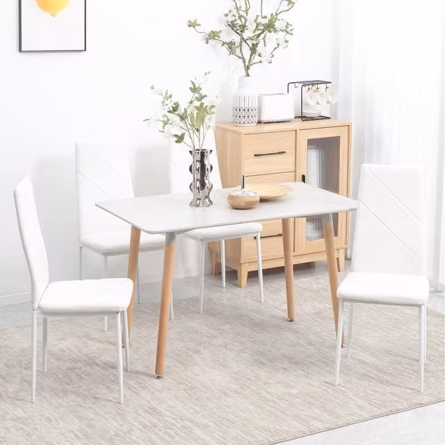 HOMCOM Set of 4 Modern Faux Leather Dining Chairs in White