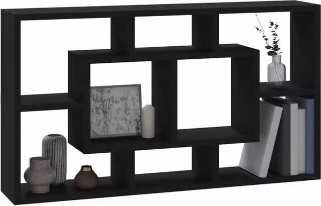 Berkfield Home Wall Mounted 8 Compartment Display Shelf in Black