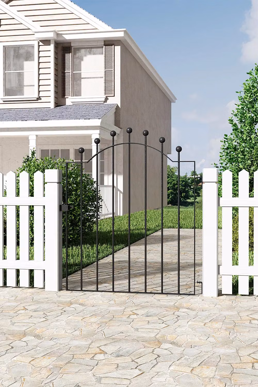 Living and Home Irregular Metal Garden Swing Gate, Black, W: 86 cm, H: 103 cm – 2