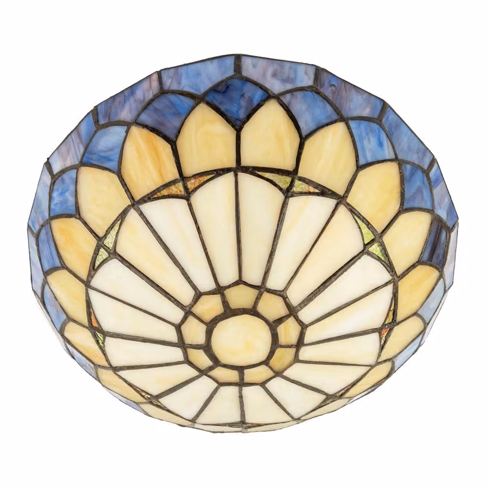 Happy Homewares Lavender Purple Stained Glass Domed Tiffany Pendant Shade with Gold/Brass Chains – 2
