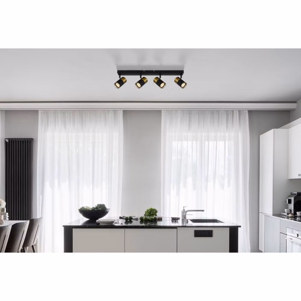 Netlighting Brisbon Modern Ceiling Spotlight Bar in Matt Black with 4x GU10 Sockets – 3