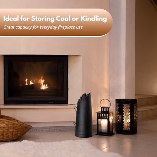 Garden Mile Black Heavy Duty Coal Buckets for Fireplaces, W/D/H: 16.0 x 33.0 x 16.0 cm – 7