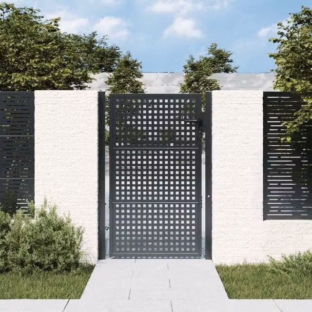 Berkfield Home Anthracite Steel Single Garden Gate with Wire Mesh, W: 105 cm, H: 175 cm – 1