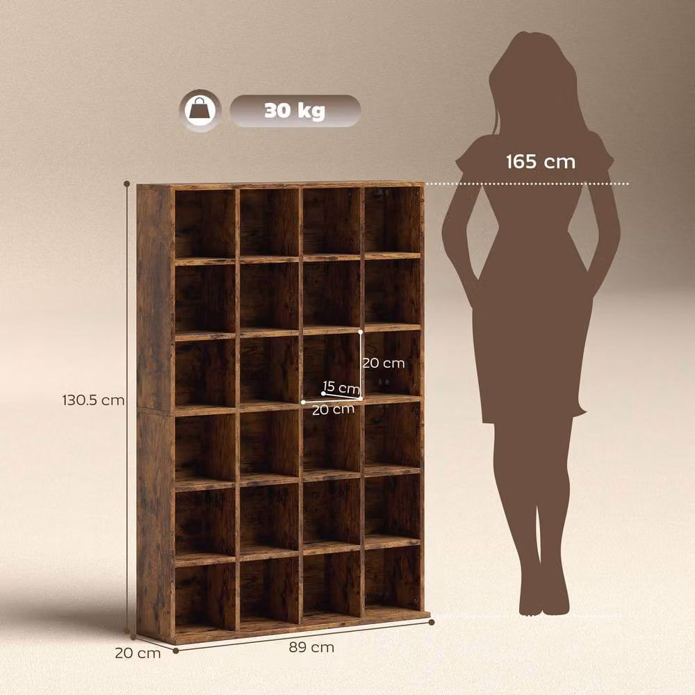 STILVORA CD Storage Unit with Adjustable Shelves and Media Compartments in Brown – 4