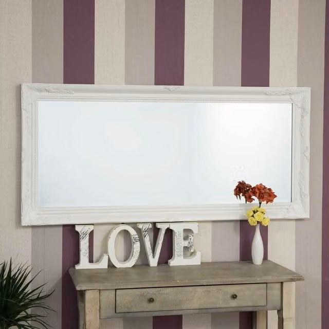 MirrorOutlet Thornton White Full Length Mirror, Rectangular Wall Mirror, W: 79.0 cm, H: 170.0 cm