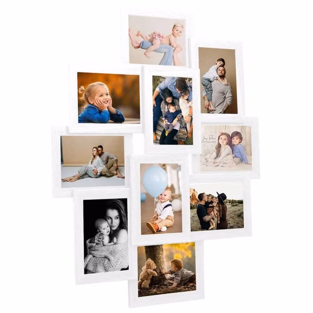 Berkfield Home Modern Collage Photo Frame, White MDF, for 10 x 10x15 cm Pictures – 1