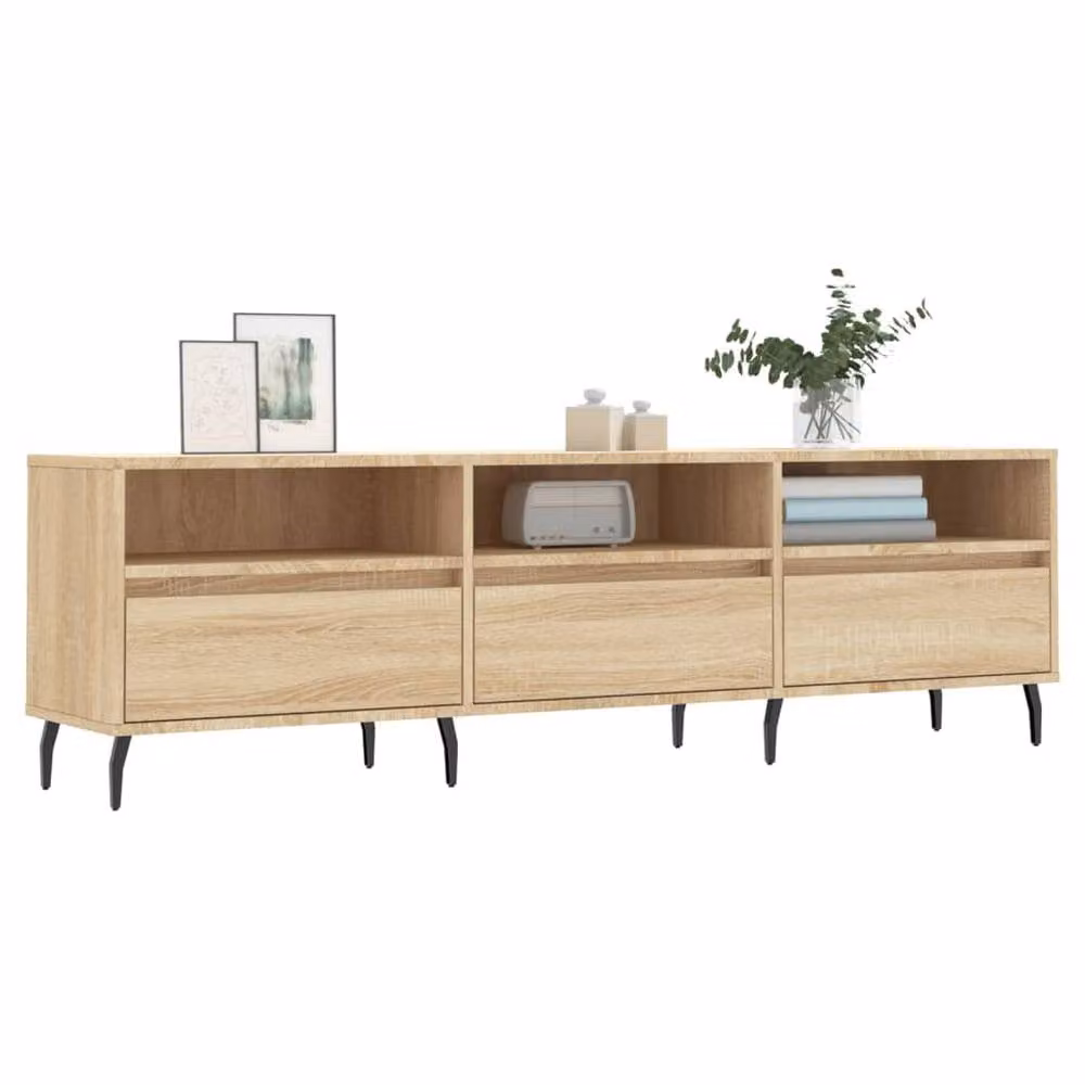 Berkfield Home Modern TV Cabinet in Sonoma Oak and Beige, W/D/H: 150 x 30 x 44.5 cm – 3